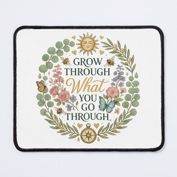 Item preview, Grow Through What You Go Through | Inspirational Motivational Quote Design | Mental Health & Self Growth Aesthetic | Positive Affirmation designed and sold by Softbear Atelier.