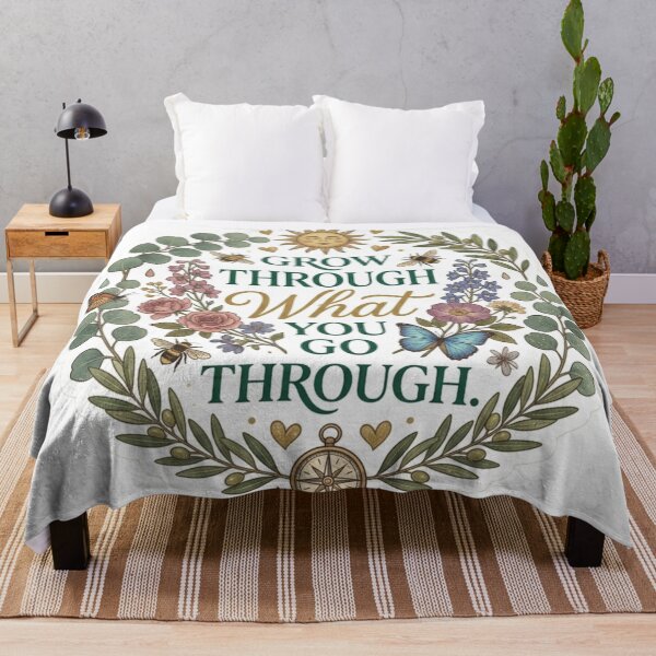 Item preview, Grow Through What You Go Through | Inspirational Motivational Quote Design | Mental Health & Self Growth Aesthetic | Positive Affirmation designed and sold by Softbear Atelier.