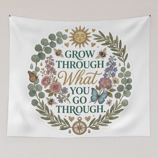 Item preview, Grow Through What You Go Through | Inspirational Motivational Quote Design | Mental Health & Self Growth Aesthetic | Positive Affirmation designed and sold by Softbear Atelier.