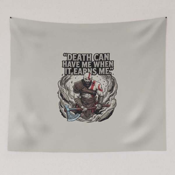 Item preview, Kratos - Death Can Have Me When It Earns Me Battleaxe Sticker designed and sold by Enea Kelo.