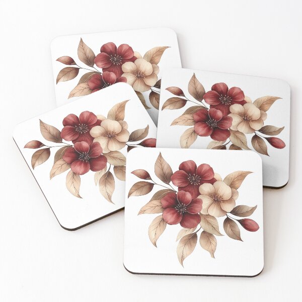 Item preview, Elegant Burgundy & Cream Watercolor Floral Bouquet Illustration designed and sold by LinaDesign Store.