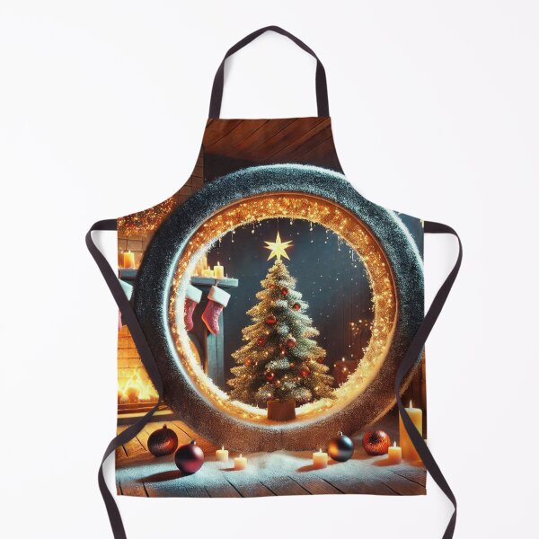 Aperçu de l'œuvre Christmas Tree in Snowy Circular Frame créée et vendue par Pioneer Spirit Market.