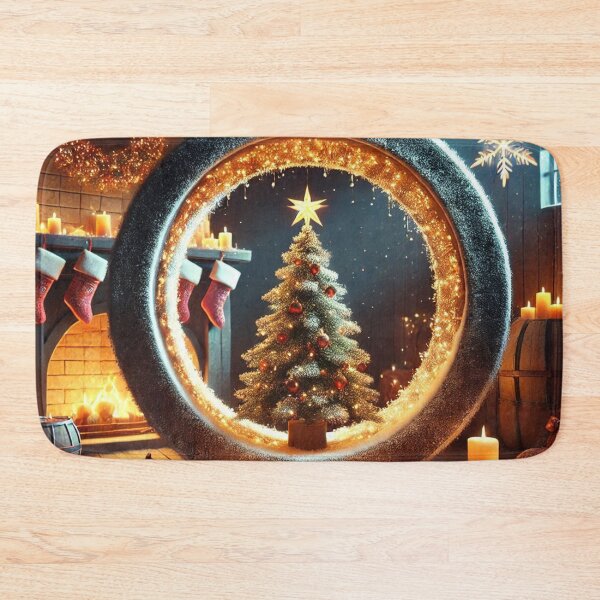 Item preview, Christmas Tree in Snowy Circular Frame designed and sold by Pioneer Spirit Market.
