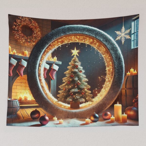Item preview, Christmas Tree in Snowy Circular Frame designed and sold by Pioneer Spirit Market.