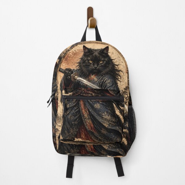 Item preview, Black Oni Cat Ronin | Bushido Katana Warrior | Vintage Japanese Ukiyo-e Masterpiece designed and sold by Natalia-Vlad.