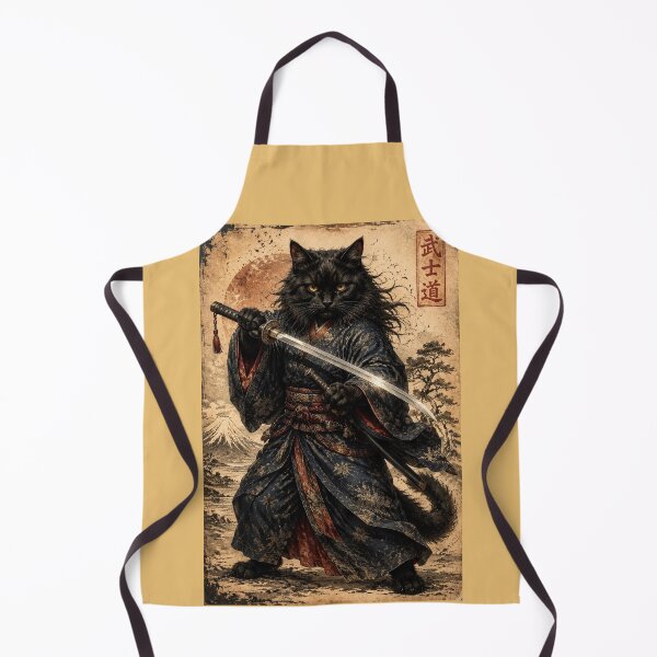 Item preview, Black Oni Cat Ronin | Bushido Katana Warrior | Vintage Japanese Ukiyo-e Masterpiece designed and sold by Natalia-Vlad.