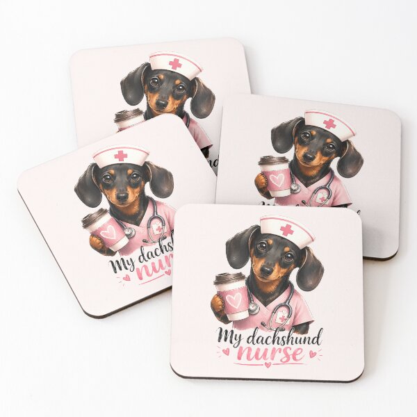 Item preview, My Dachshund Nurse Dog Holding Coffee Art designed and sold by MythicCotton.