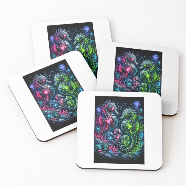 Item preview, Neon-Reef Matrix: The Cybernetic Seahorse Family designed and sold by synthesisnft.