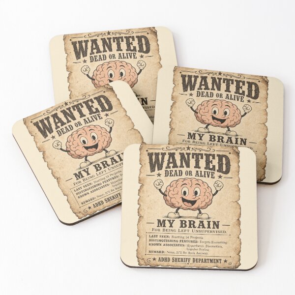 Item preview, Vintage Wanted Poster Brain Unsupervised ADHD Humor t-shirt  designed and sold by Mosidrip.