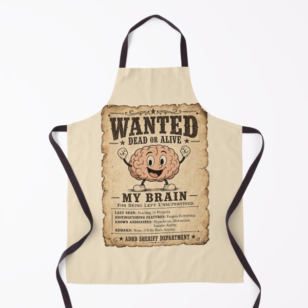Item preview, Vintage Wanted Poster Brain Unsupervised ADHD Humor t-shirt designed and sold by Mosidrip.
