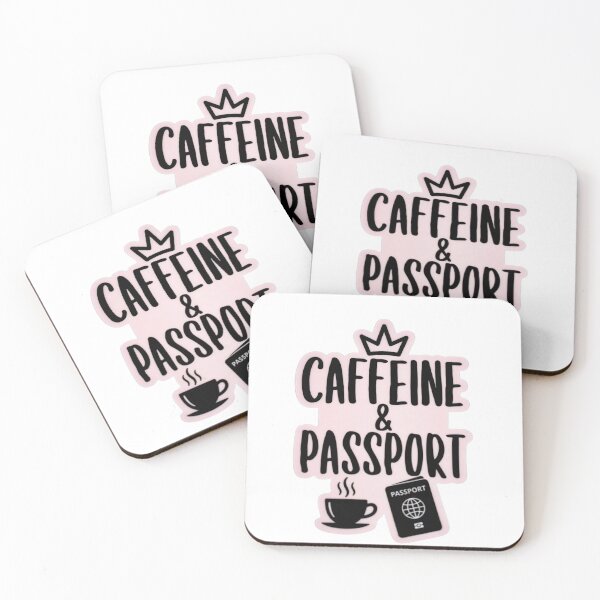 Item preview, Caffeine & Passport Sticker | Coffee Lover Travel Sticker | Laptop Water Bottle Decal designed and sold by Art90o.