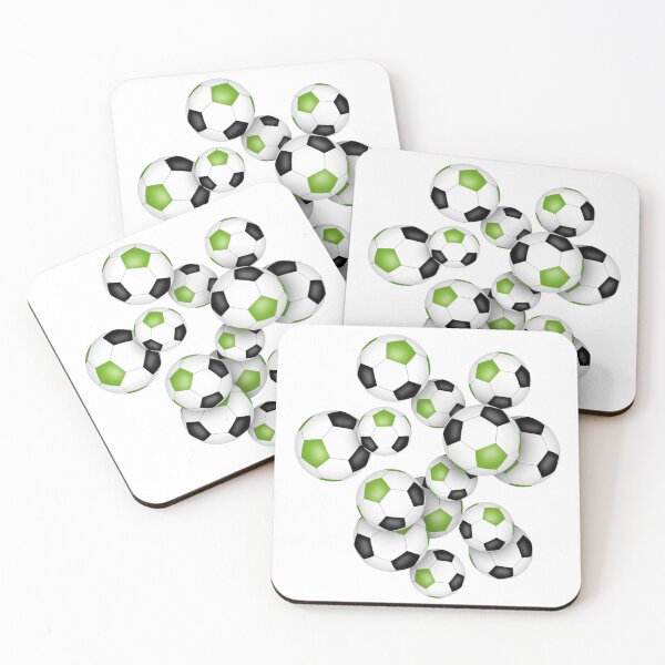 Item preview, bright green & black soccer balls pattern designed and sold by katzdzynes.