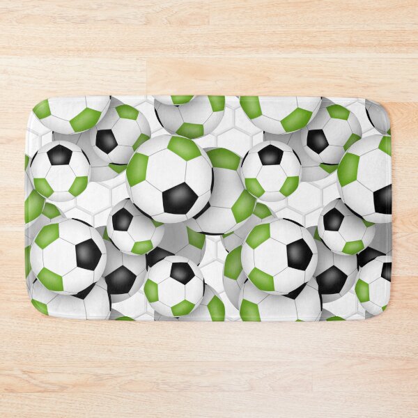 Item preview, bright green & black soccer balls pattern designed and sold by katzdzynes.