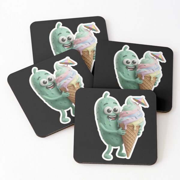 Item preview, Funny Pseudo 3D Claymation Pickle with Summer Ice Cream Cone designed and sold by Basma Designs | Retro, Kawaii Shirts & Stickers.