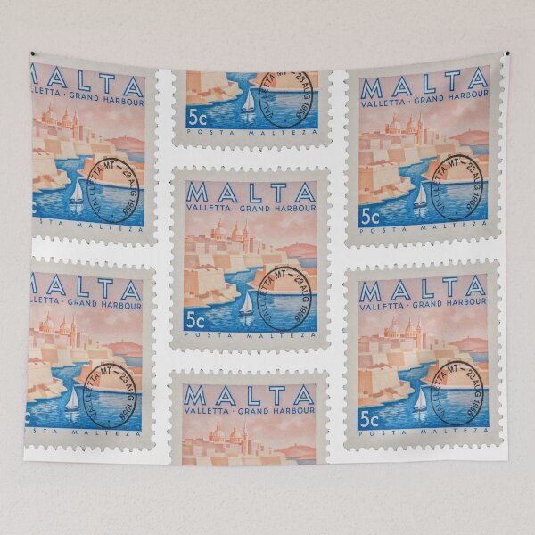 Item preview, Valletta Malta Grand Harbour Postage Stamp Travel Sticker designed and sold by stickercuffs.