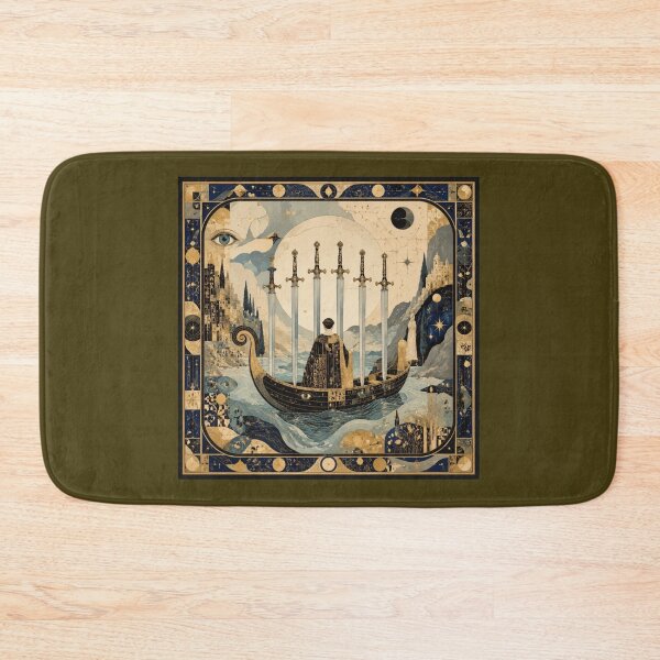 Item preview, The Six of Swords - Journey of the Soul, Celestial Art Nouveau Tarot à la Klimt designed and sold by Natalia-Vlad.