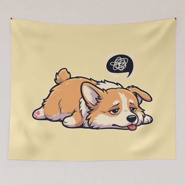 Item preview, Funny Confused Exhausted Welsh Corgi - Sleepy Dog Lover Gift Graphic designed and sold by Juka-Arts-CC.