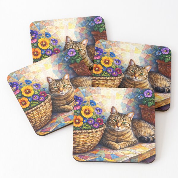 Item preview, Cat Among Vibrant Flowers designed and sold by cuprum.