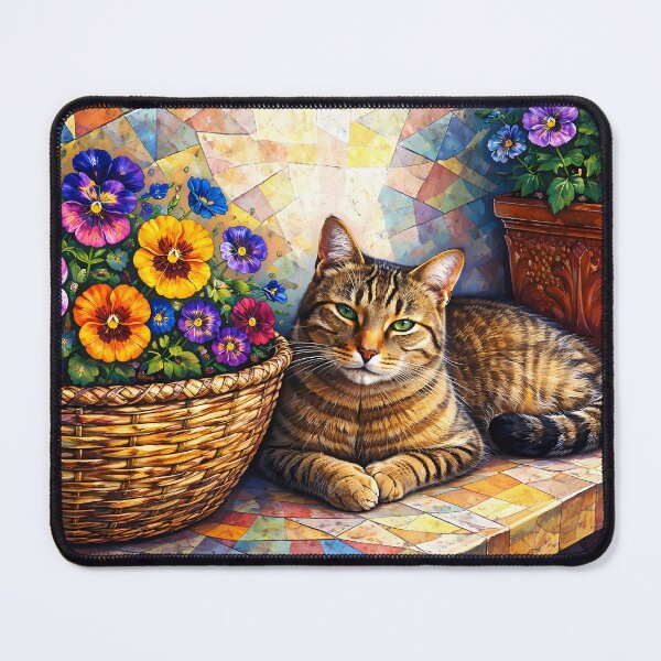 Item preview, Cat Among Vibrant Flowers designed and sold by cuprum.