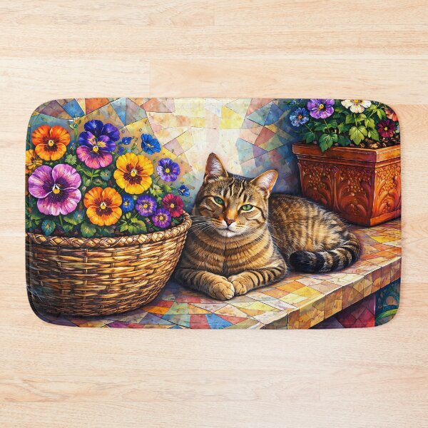 Item preview, Cat Among Vibrant Flowers designed and sold by cuprum.