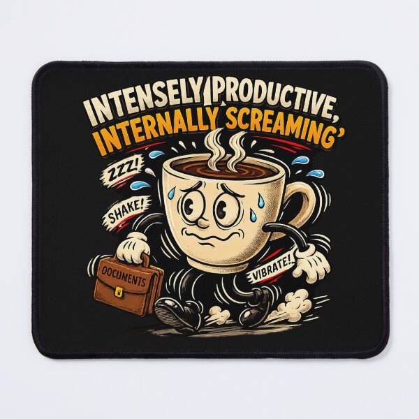 Item preview, Intensely Productive Internally Screaming Retro Coffee Sticker designed and sold by Andreza NativeHue Oficial.