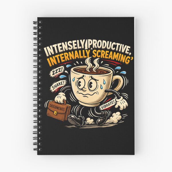 Item preview, Intensely Productive Internally Screaming Retro Coffee Sticker designed and sold by Andreza NativeHue Oficial.