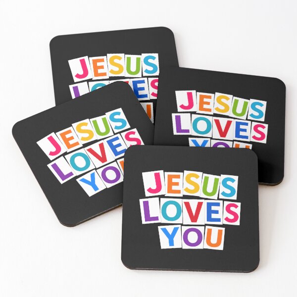 Item preview, Jesus Loves You Colorful Typography Design | Modern Christian Faith Inspirational Wall Art | Bold Rainbow Lettering Gift designed and sold by  Inner Voice Design.