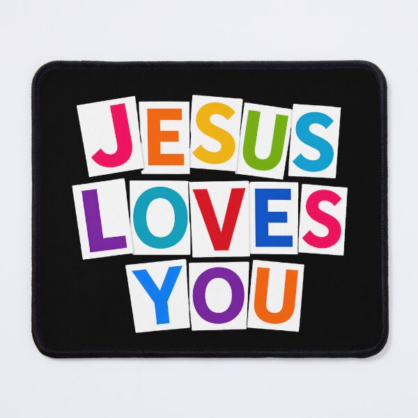 Item preview, Jesus Loves You Colorful Typography Design | Modern Christian Faith Inspirational Wall Art | Bold Rainbow Lettering Gift designed and sold by  Inner Voice Design.