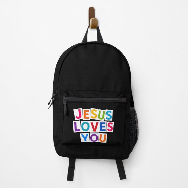 Item preview, Jesus Loves You Colorful Typography Design | Modern Christian Faith Inspirational Wall Art | Bold Rainbow Lettering Gift designed and sold by Inner Voice Design.