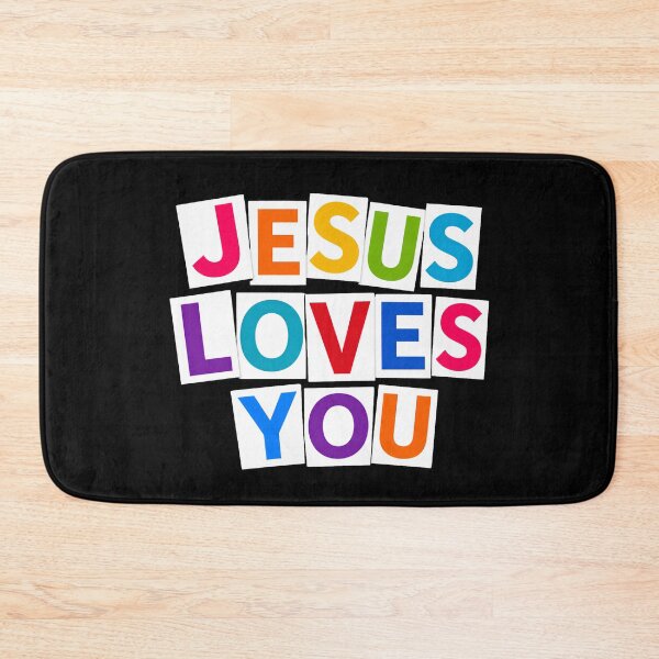 Item preview, Jesus Loves You Colorful Typography Design | Modern Christian Faith Inspirational Wall Art | Bold Rainbow Lettering Gift designed and sold by  Inner Voice Design.