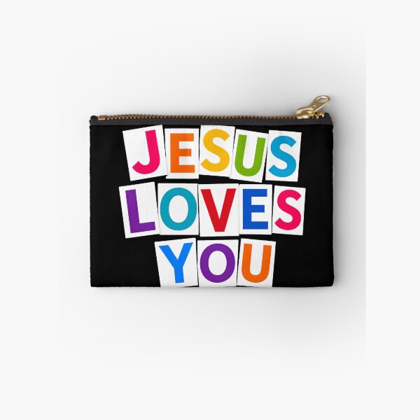 Item preview, Jesus Loves You Colorful Typography Design | Modern Christian Faith Inspirational Wall Art | Bold Rainbow Lettering Gift designed and sold by  Inner Voice Design.
