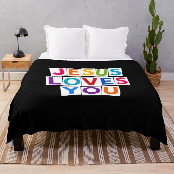 Item preview, Jesus Loves You Colorful Typography Design | Modern Christian Faith Inspirational Wall Art | Bold Rainbow Lettering Gift designed and sold by Inner Voice Design.