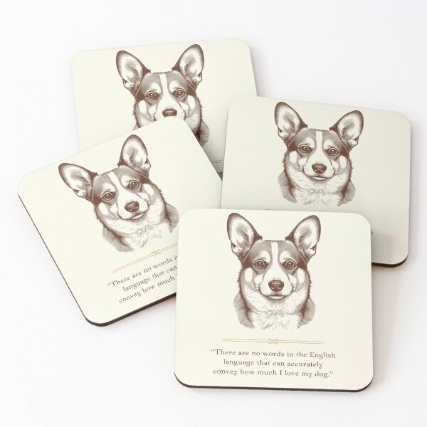 Item preview, "Vintage Etched Corgi Mix Portrait Quote" designed and sold by WaggingTailsCo.