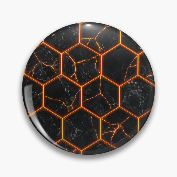 Item preview, Black Marble Hexagon Texture with Orange Neon Kintsugi designed and sold by Aimaniia666.