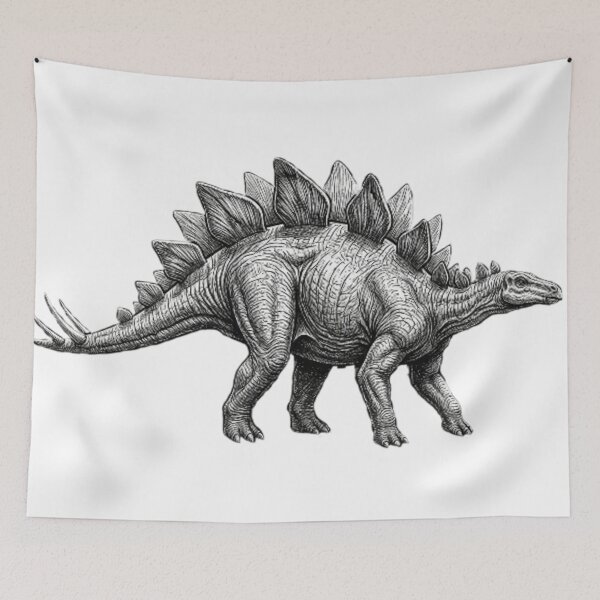 Item preview, Realistic high detail black and white stegosaurus designed and sold by Minimalisticaly.