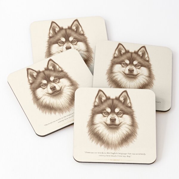 Item preview, "Vintage Etched Pomsky Portrait Quote Print" designed and sold by WaggingTailsCo.
