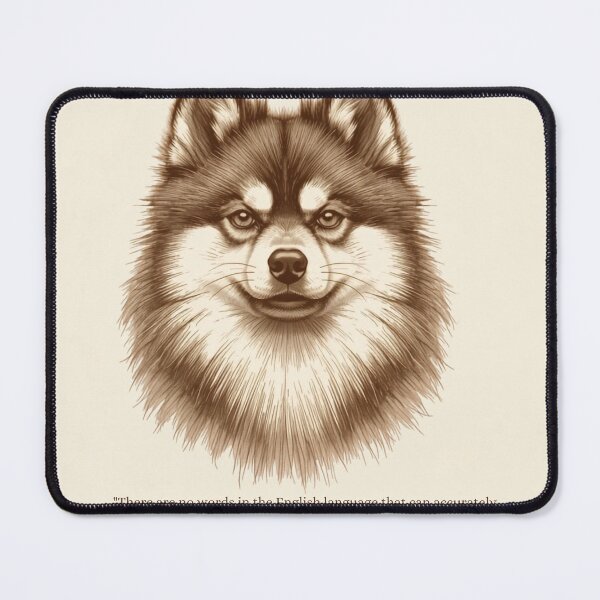 Item preview, "Vintage Etched Pomsky Portrait Quote Print" designed and sold by WaggingTailsCo.