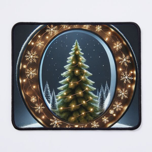 Item preview, Glowing Snowy Circular Christmas Frame with Tree designed and sold by Pioneer Spirit Market.