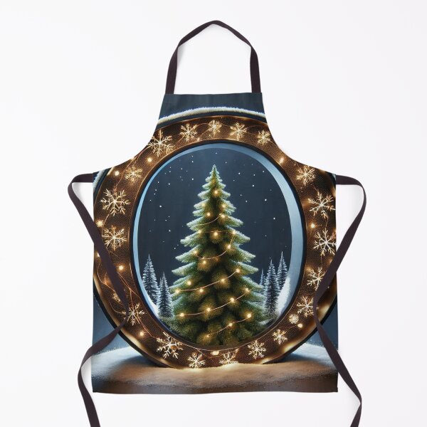 Aperçu de l'œuvre Glowing Snowy Circular Christmas Frame with Tree créée et vendue par Pioneer Spirit Market.