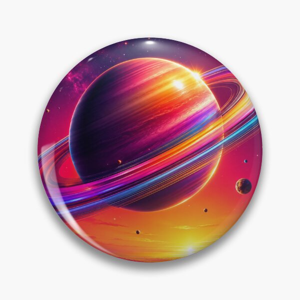 Item preview, Retro Rainbow Saturn, Bright 80s Synthwave Planet Design for Space Age Enthusiasts designed and sold by OandSDesigns23.