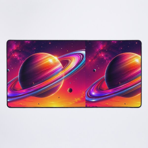 Item preview, Retro Rainbow Saturn, Bright 80s Synthwave Planet Design for Space Age Enthusiasts designed and sold by OandSDesigns23.