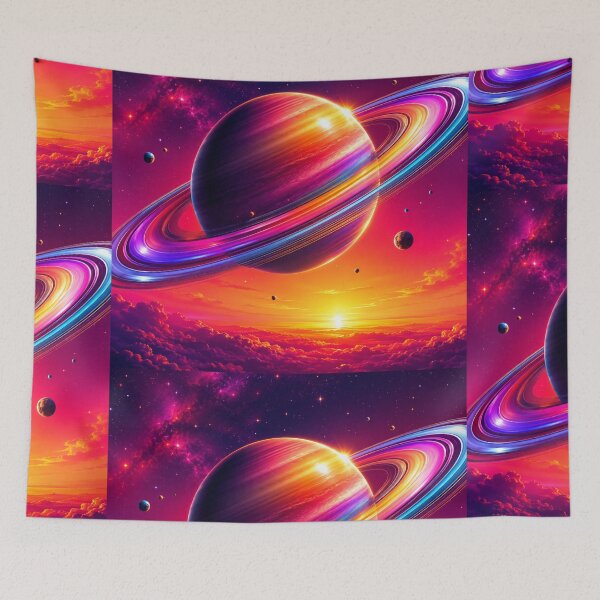 Item preview, Retro Rainbow Saturn, Bright 80s Synthwave Planet Design for Space Age Enthusiasts designed and sold by OandSDesigns23.