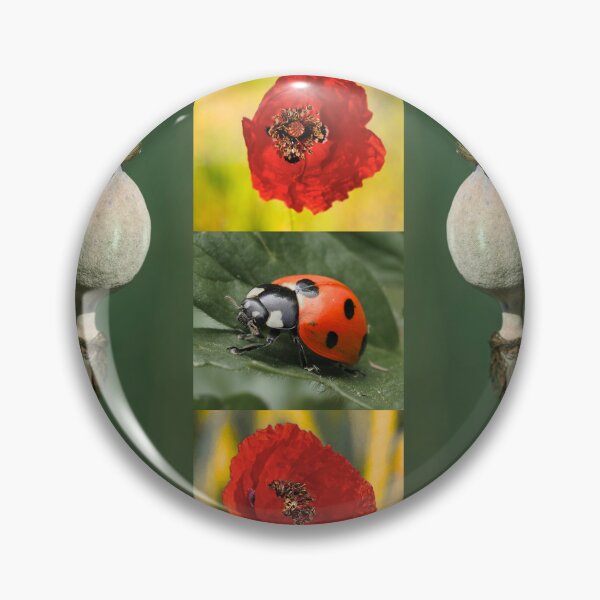 Item preview, Cozy Summer Vibes Ladybug and Poppy Flower Pattern designed and sold by JurateArt-DK.