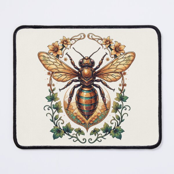 Item preview, Vintage Botanical Bee Art – Ornate Honey Bee with Floral Frame | Cottagecore Nature Illustration designed and sold by PatsiRose.