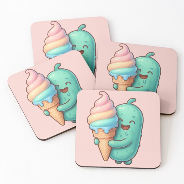 Item preview, Cute Kawaii Pickle Eating Ice Cream Cone Funny Summer Pastel designed and sold by Basma Designs | Retro, Kawaii Shirts & Stickers.