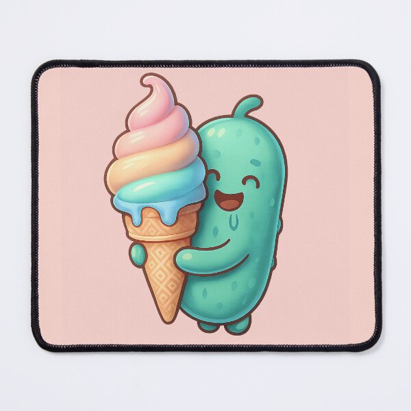 Item preview, Cute Kawaii Pickle Eating Ice Cream Cone Funny Summer Pastel designed and sold by Basma Designs | Funny Shirts, Stickers & Mugs.