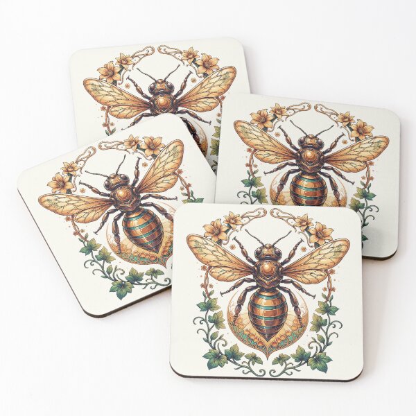 Item preview, Vintage Botanical Bee Art – Ornate Honey Bee with Floral Frame | Cottagecore Nature Illustration designed and sold by PatsiRose.