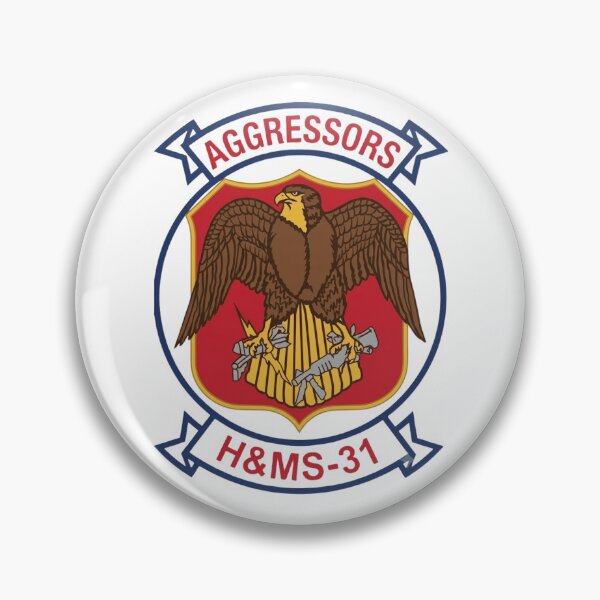 Artikelvorschau, Abzeichen des Hauptquartiers und der Instandhaltungsstaffel H&MS-31 „Aggressors“ entworfen und verkauft von CharlieDesings.