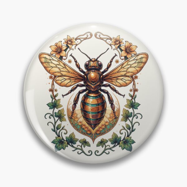 Item preview, Vintage Botanical Bee Art – Ornate Honey Bee with Floral Frame | Cottagecore Nature Illustration designed and sold by PatsiRose.