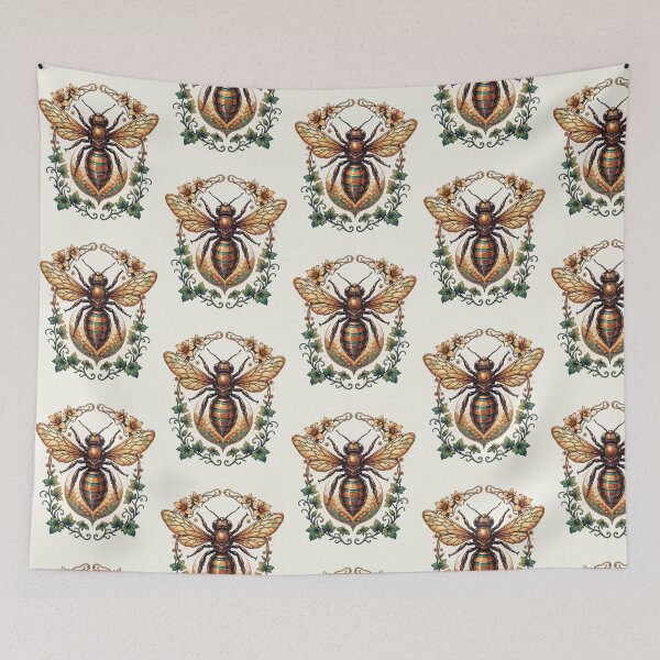 Item preview, Vintage Botanical Bee Art – Ornate Honey Bee with Floral Frame | Cottagecore Nature Illustration designed and sold by PatsiRose.